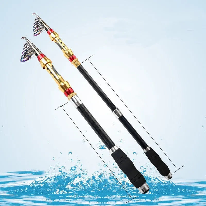 Carbon fibre telescopic spinning fishing rod with metal handle for sea fishing