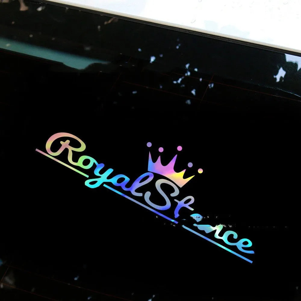 Reflective crown design car sticker on vehicle measuring 30cm by 12cm