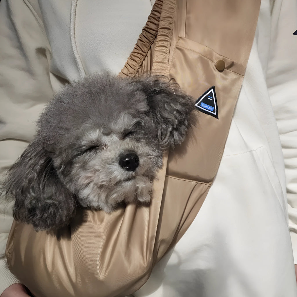 Pet dog travel breathable backpack in brown with double-sided twill fabric, M size