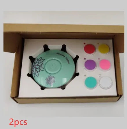 Baby electric nail polisher set in red or green with interchangeable grinding heads for infant and adult grooming