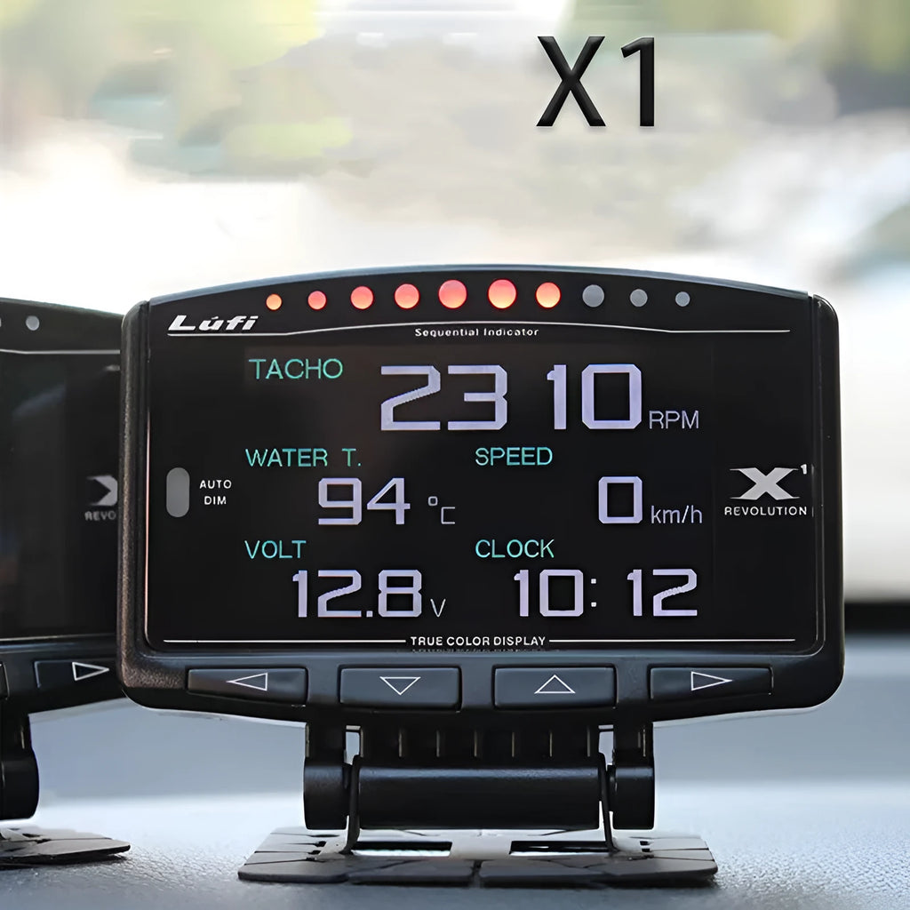 X1 automotive OBD diagnostic instrument with metal housing and LED display