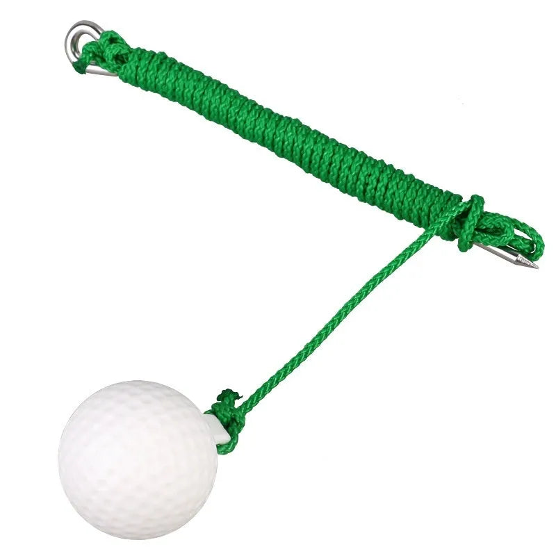 Portable golf swing practice rope ball with plastic construction for outdoor training