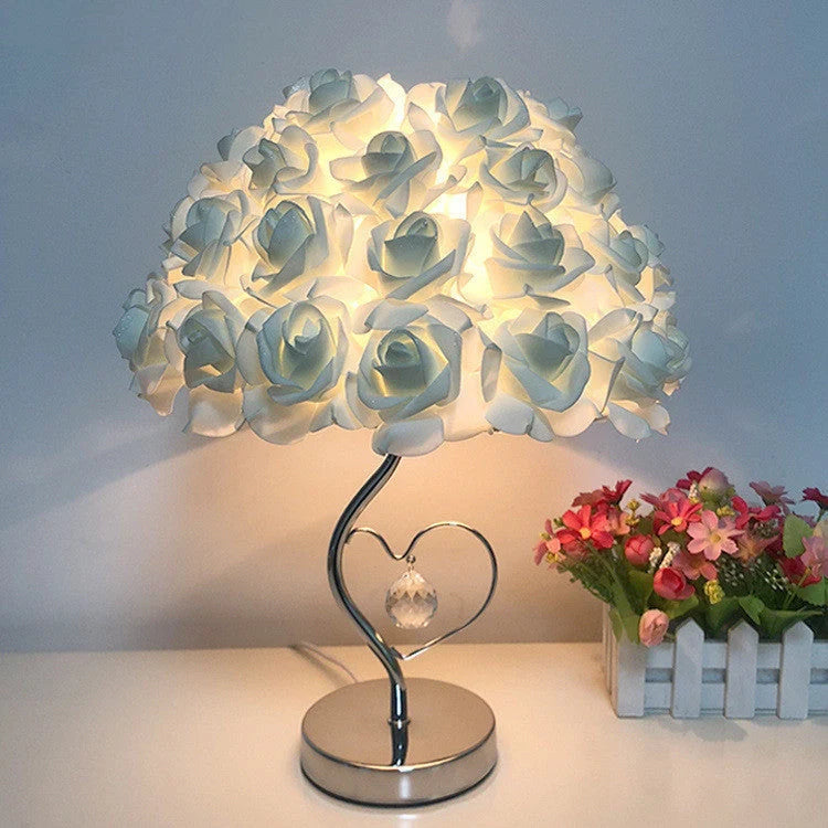 Wedding decoration lamp with roses flower design for bedroom and desk, available in multiple colors and sizes