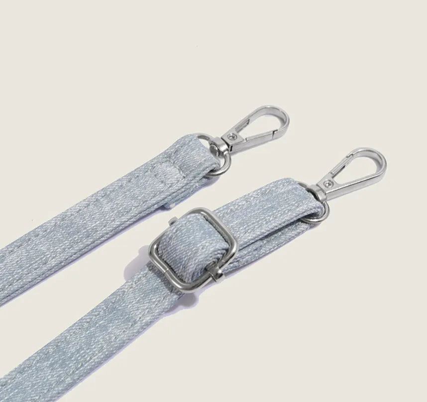 Women's soft PU shoulder handbag in denim blue and white colour options
