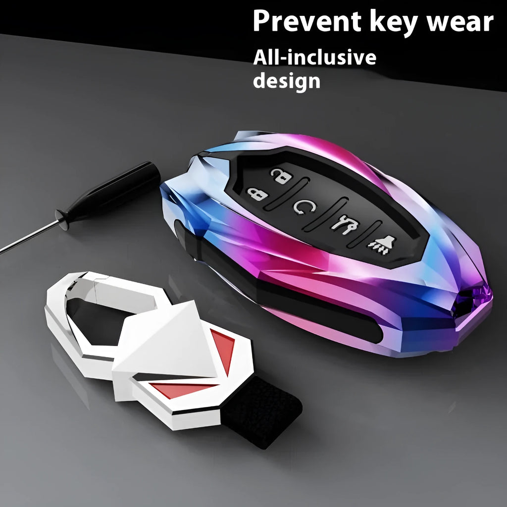 Zinc alloy key cover for 23 Chevrolet Malibu XL in black double lock style with keychain