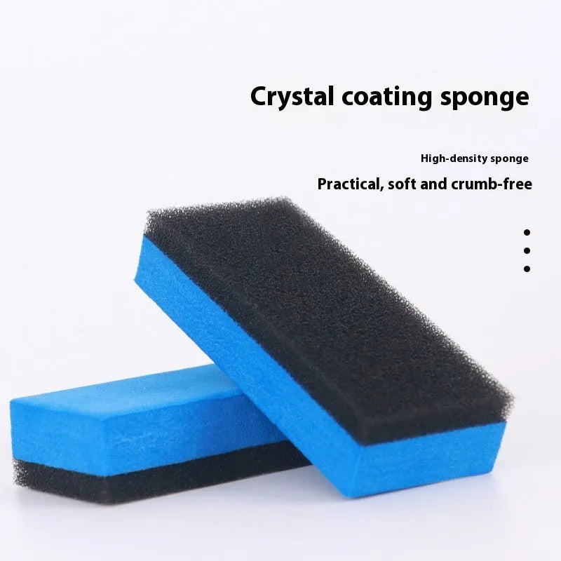 Car repair wax kit with bottles of A and B wax and an abrasive sponge mop for scratch removal and polishing.
