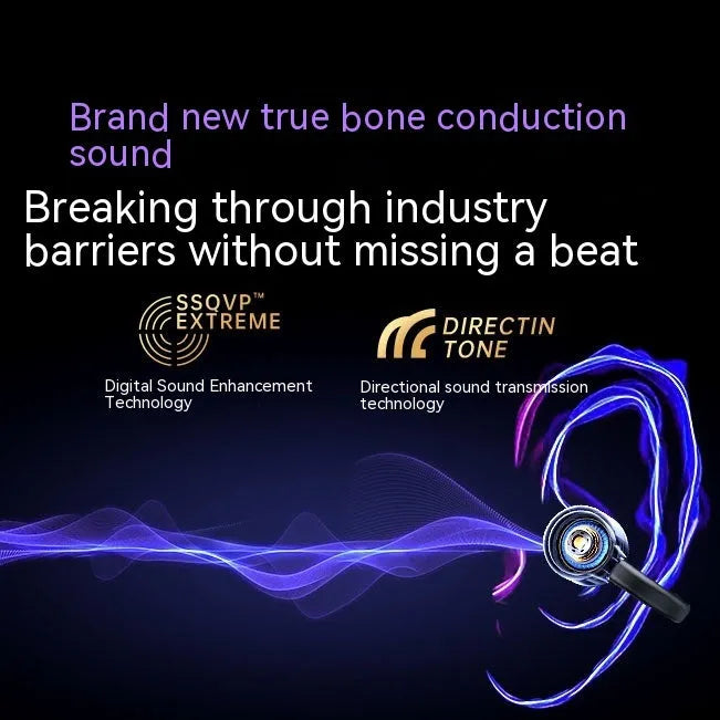 GW1 bone conduction clip-on wireless Bluetooth headset Classic Black plastic with breathing light and clip-on ear design