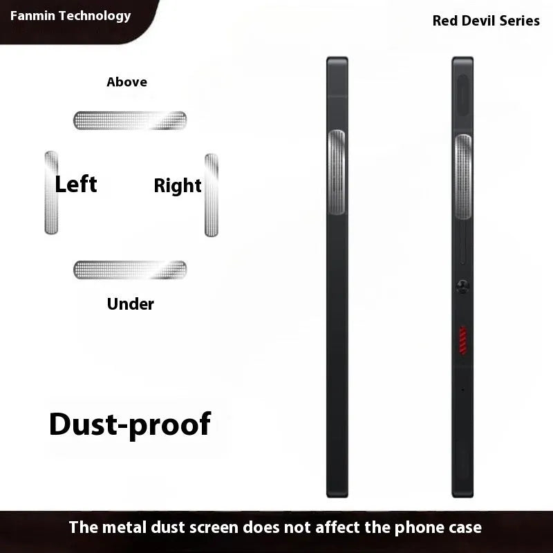 RED MAGIC metal dustproof net 4-pack black and silver for multiple phone models