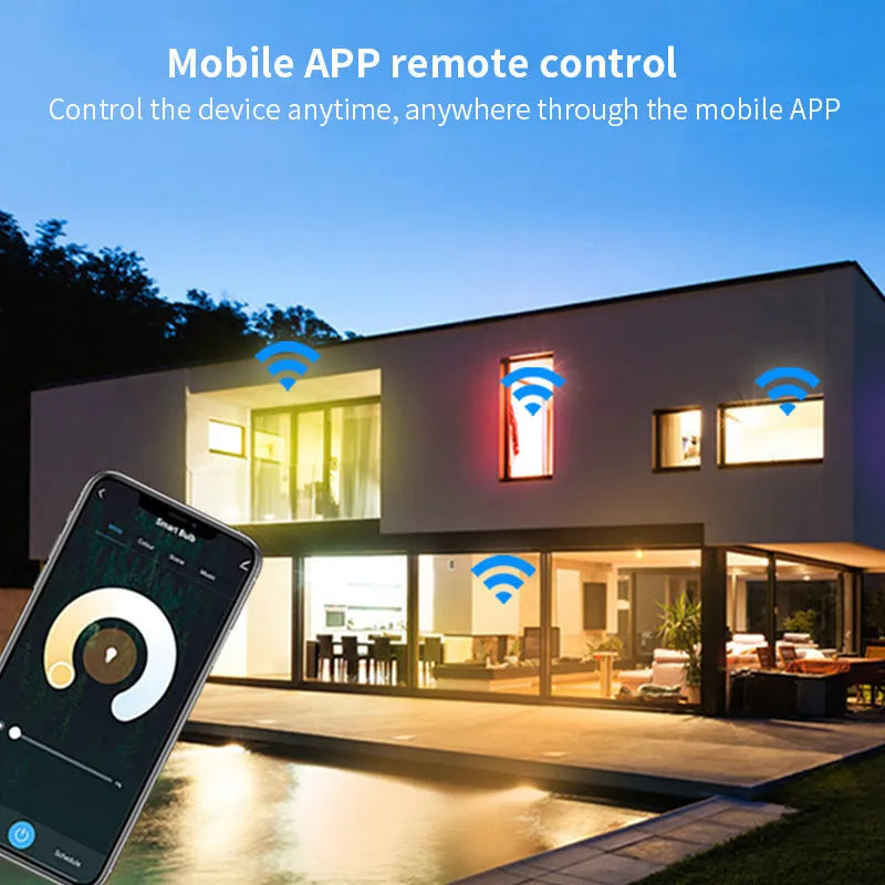 GU10 smart LED spotlight bulb with RGBCCT colours, compact 50x55mm dimensions