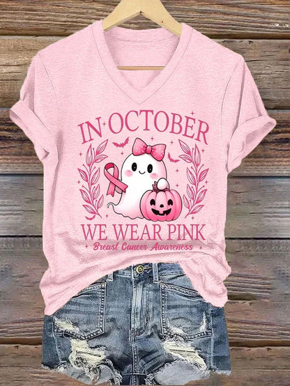 Women's printed V-neck short sleeve top in street hipster style with multiple colour options