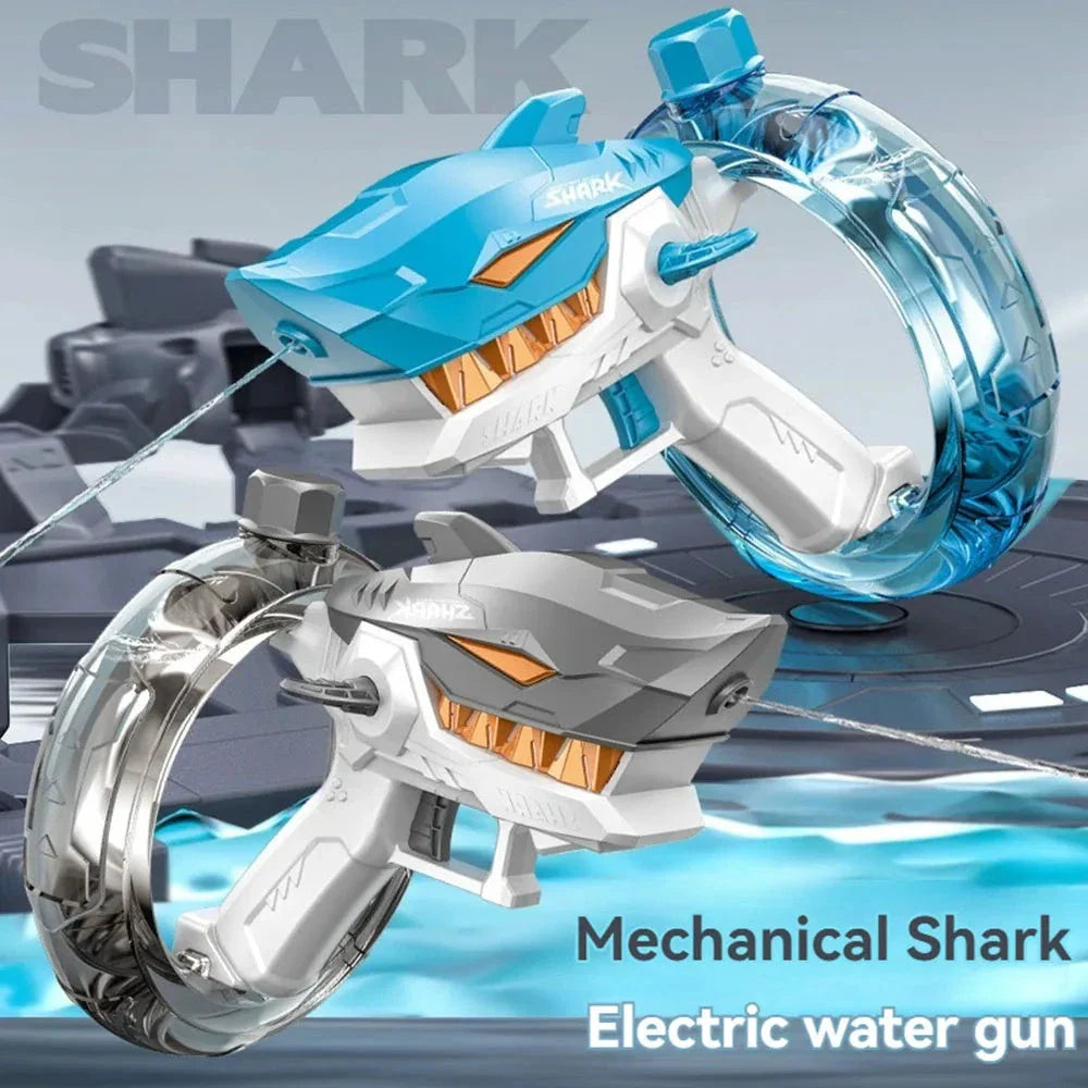 Powerful Shark-Themed Electric Water Gun with Sleek Design and Continuous Water Blasting