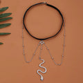 Gold metal beaded chain thigh chain with big snake pendant for women