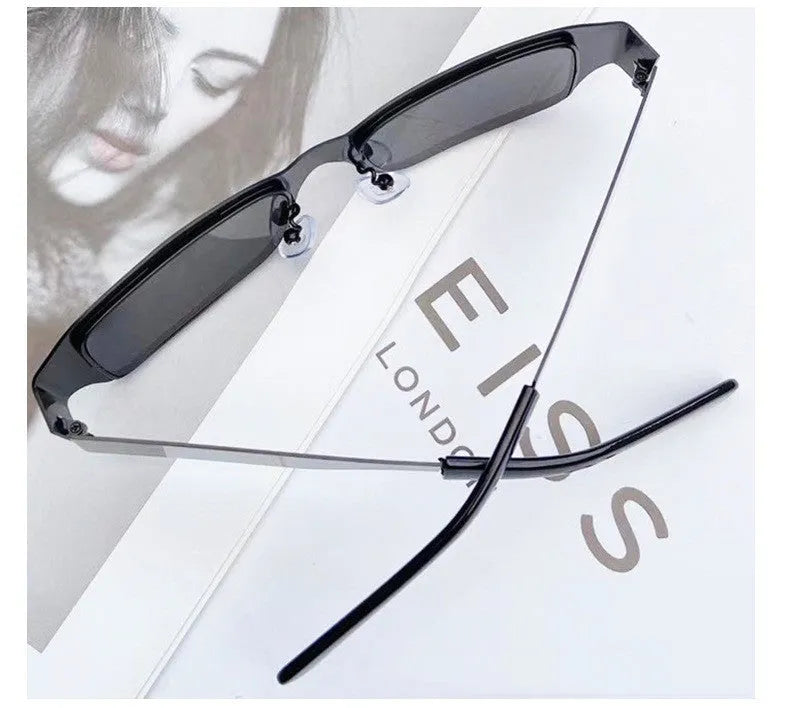 Men's metal square frame glasses with PC lens UV400 protection black frame gray film