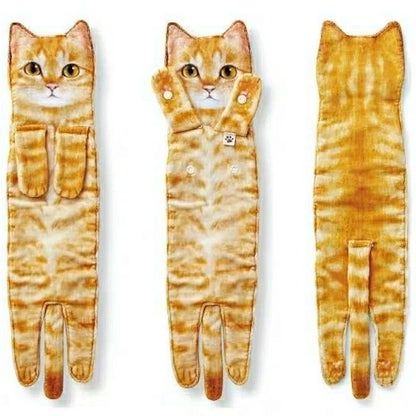 Long cat shape hand towels in various colors for bathroom and kitchen use