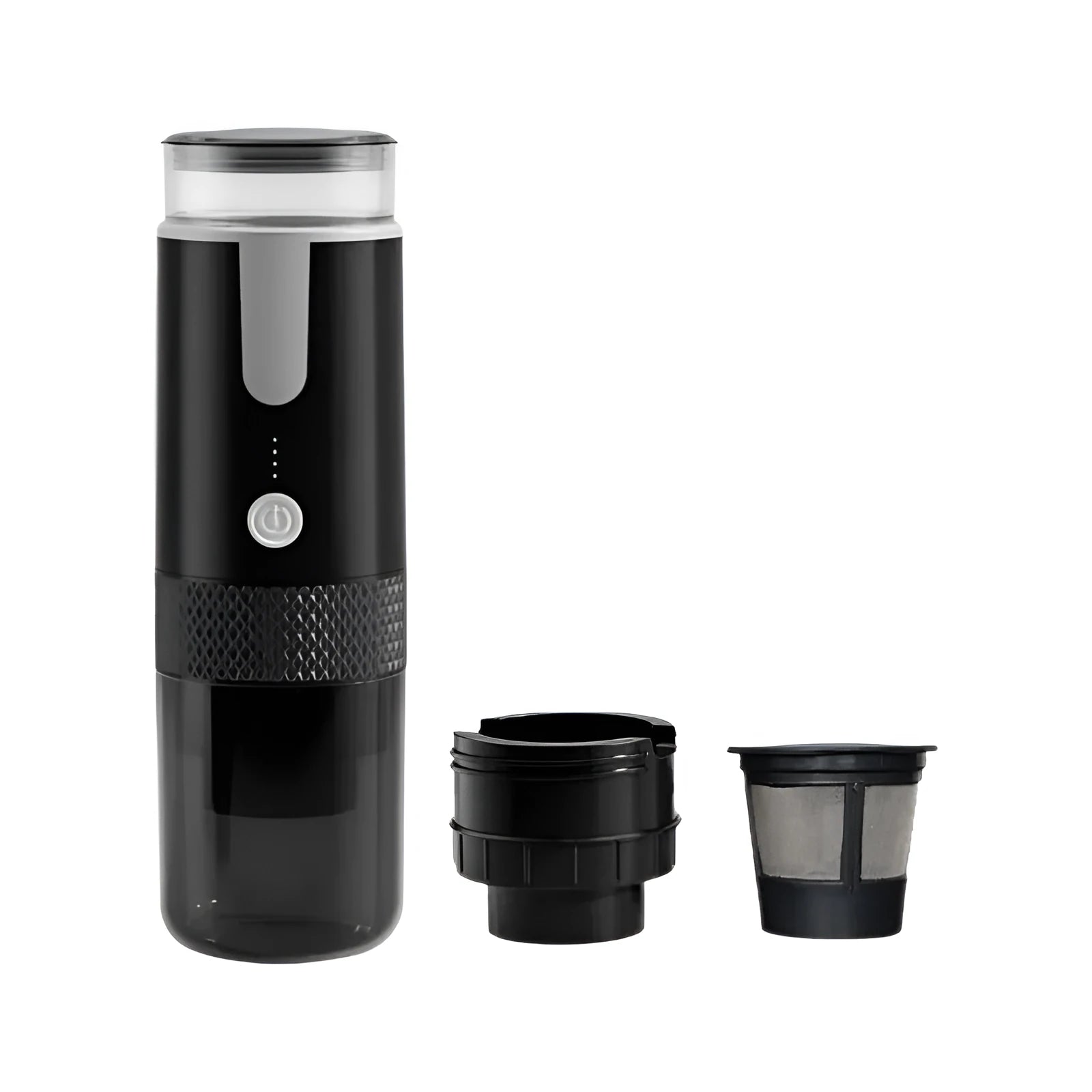 Black portable K-Cup coffee machine for vehicles and outdoor use
