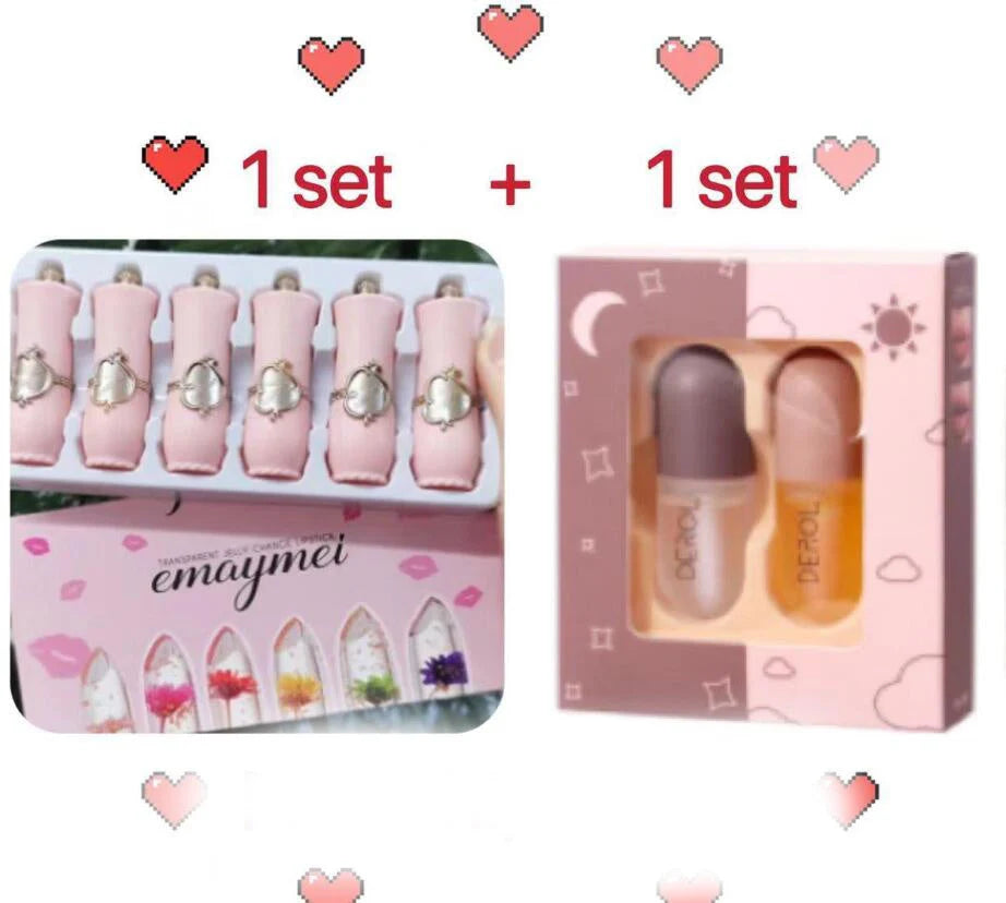 Jelly Flower Lipstick Set with six colour-changing, flower-infused lipsticks
