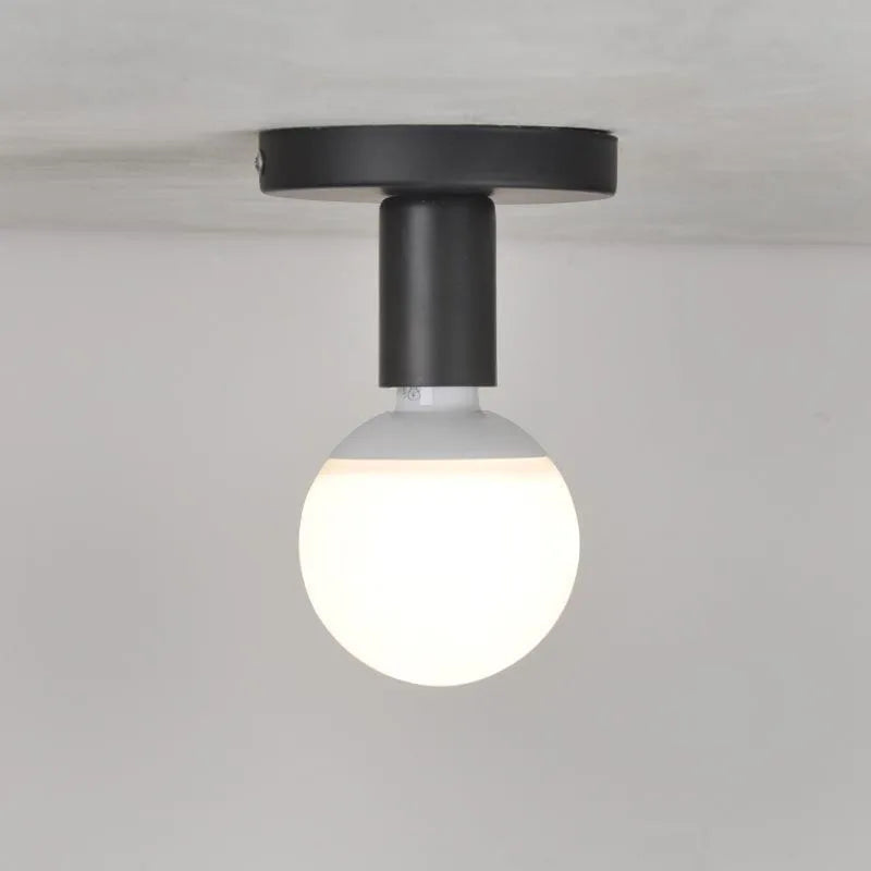 Nordic iron ceiling light in black finish for hallway or balcony use