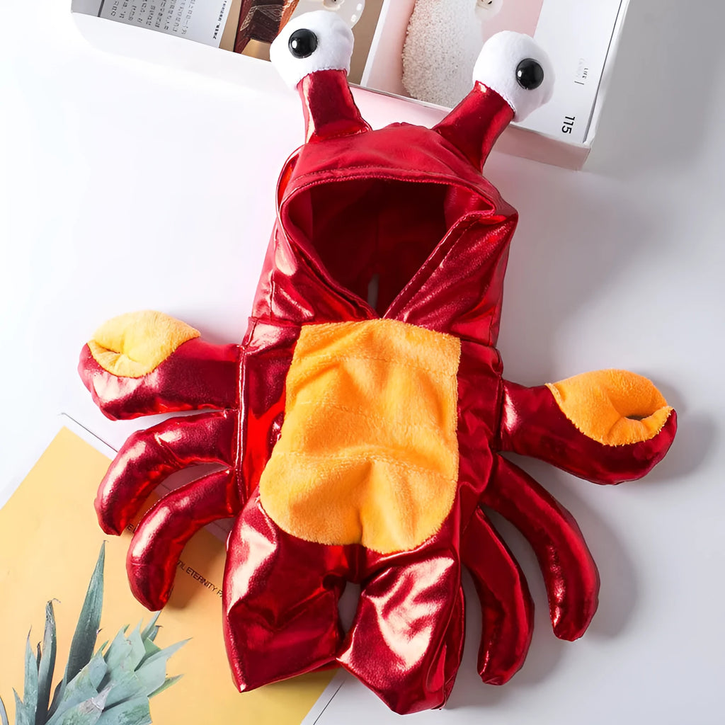 Red PU pet costume for cats and dogs, a transfiguration outfit for Halloween, shown in size M.