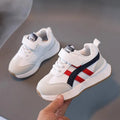 Children's white synthetic leather sneakers with Velcro closure and non-slip rubber soles