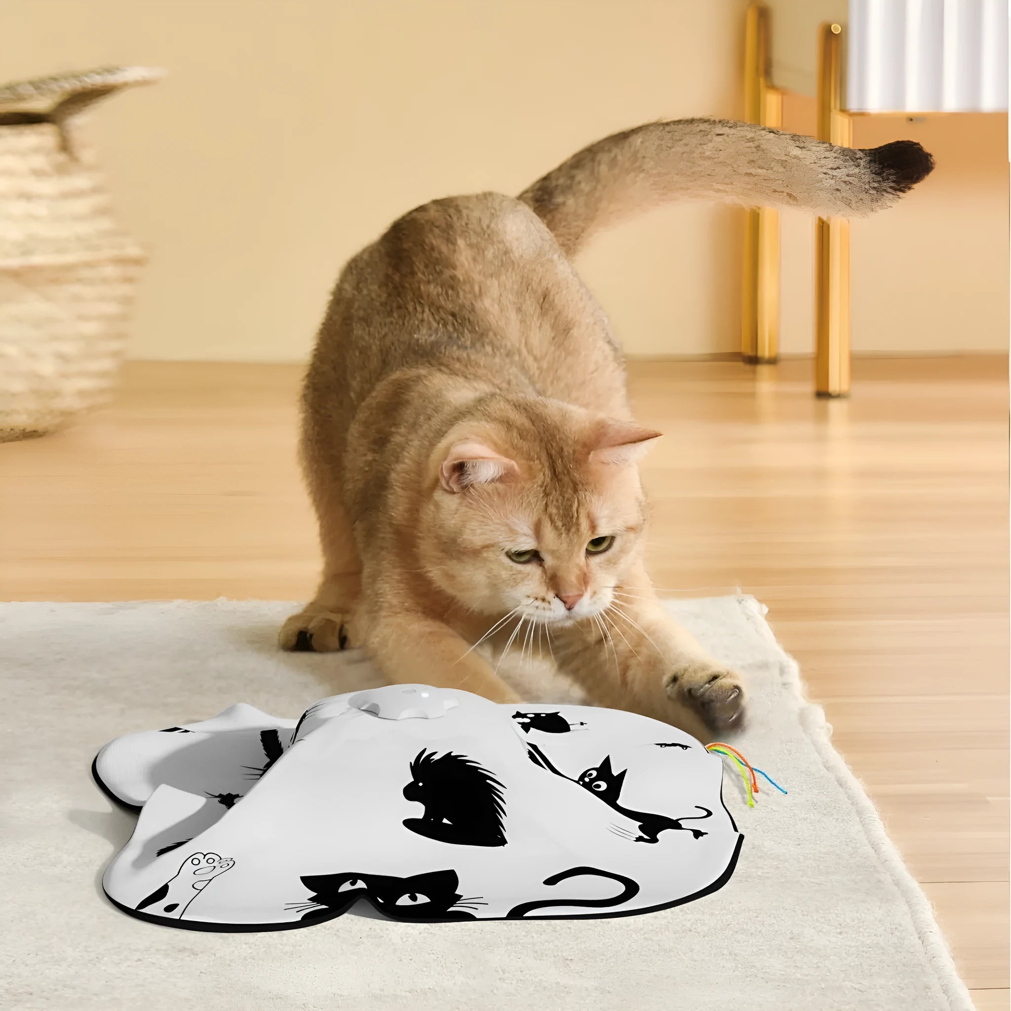Automatic self-play cat toy teaser with laser pointer in picture colour