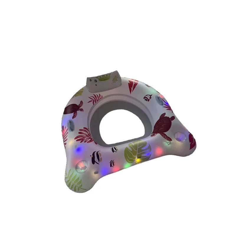 White U-shaped luminous inflatable float on water.