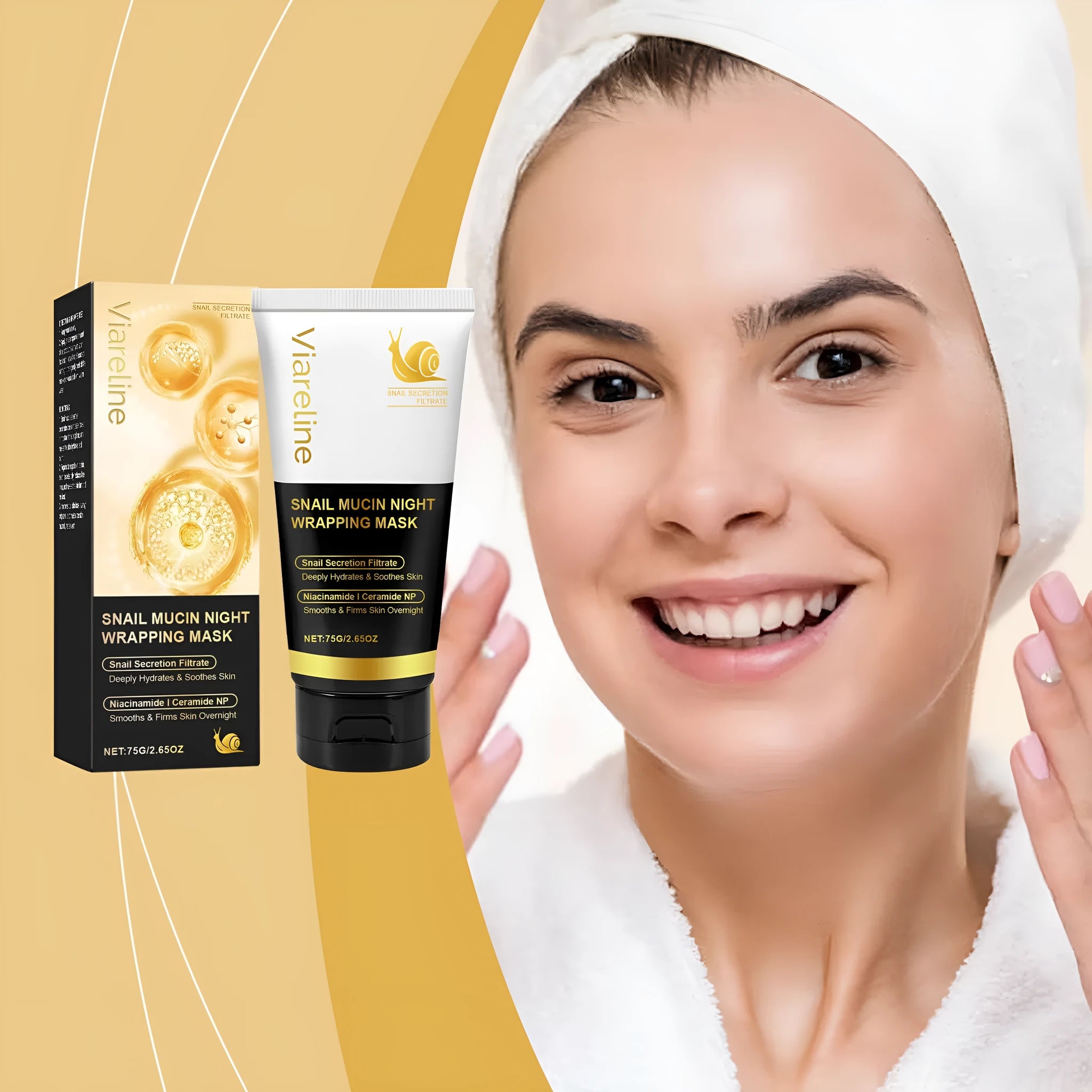 Snail mucus tearing face mask 75g with collagen and ceramide ingredients
