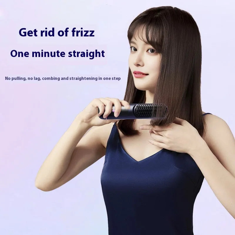 Portable charging negative ion straight hair comb in ABS plastic