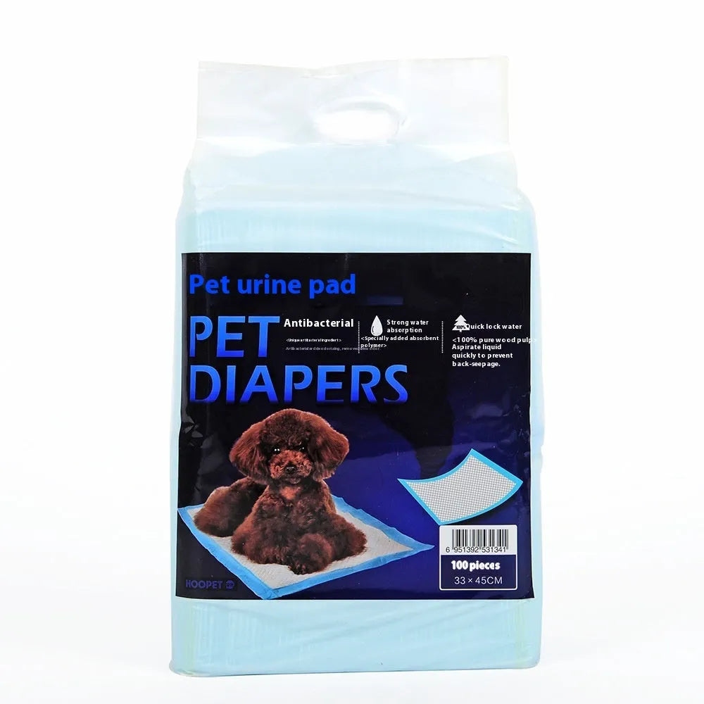 Blue disposable puppy diapers for dogs in L and S sizes with odour control and changing pad