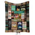 Outdoor camping blanket made from soft 100% polyester in a picnic setting with green grass background