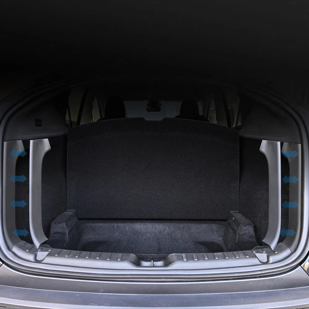 Black plastic car trunk threshold guard anti-kick pad measuring 50x15x8cm