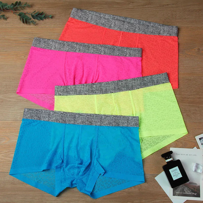 Men's seamless lace boxer briefs in jacquard polyester fabric on a low waist design