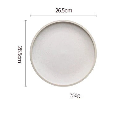 Matte ceramic plate set with sesame point glaze, microwave and dishwasher safe