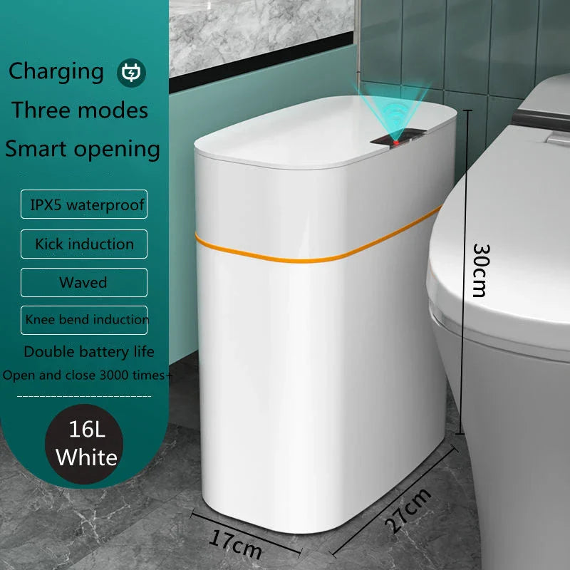 Hands-Free Automatic Trash Can with Odor Control and UV Sterilization for Kitchen, Bathroom, and Office Use