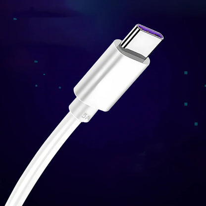1m 5A fast charging data cable with Type C connector for Android Huawei phones, black PVC build, 40g weight