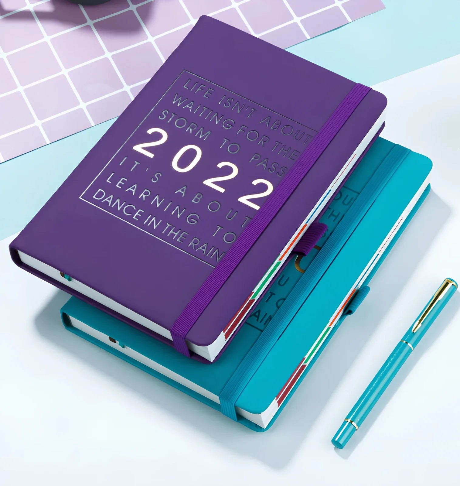 Red A5 imitation leather notebook with French fold binding and 100gsm pages, weighing 540g