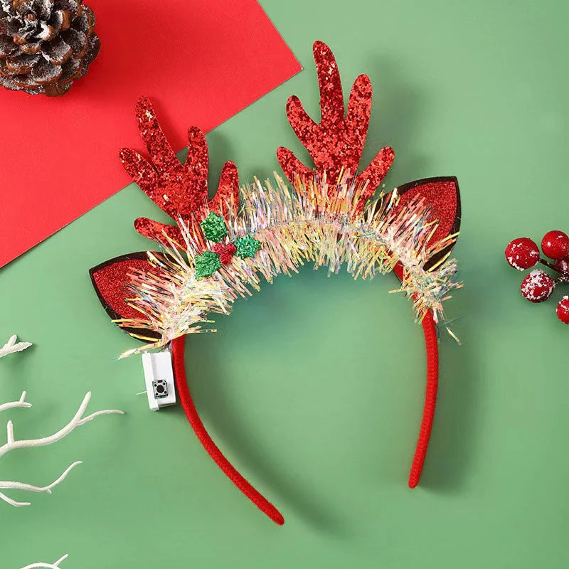 IPC Christmas Hair Band with glowing Xmas tree and snowflake designs, perfect for holiday festivities