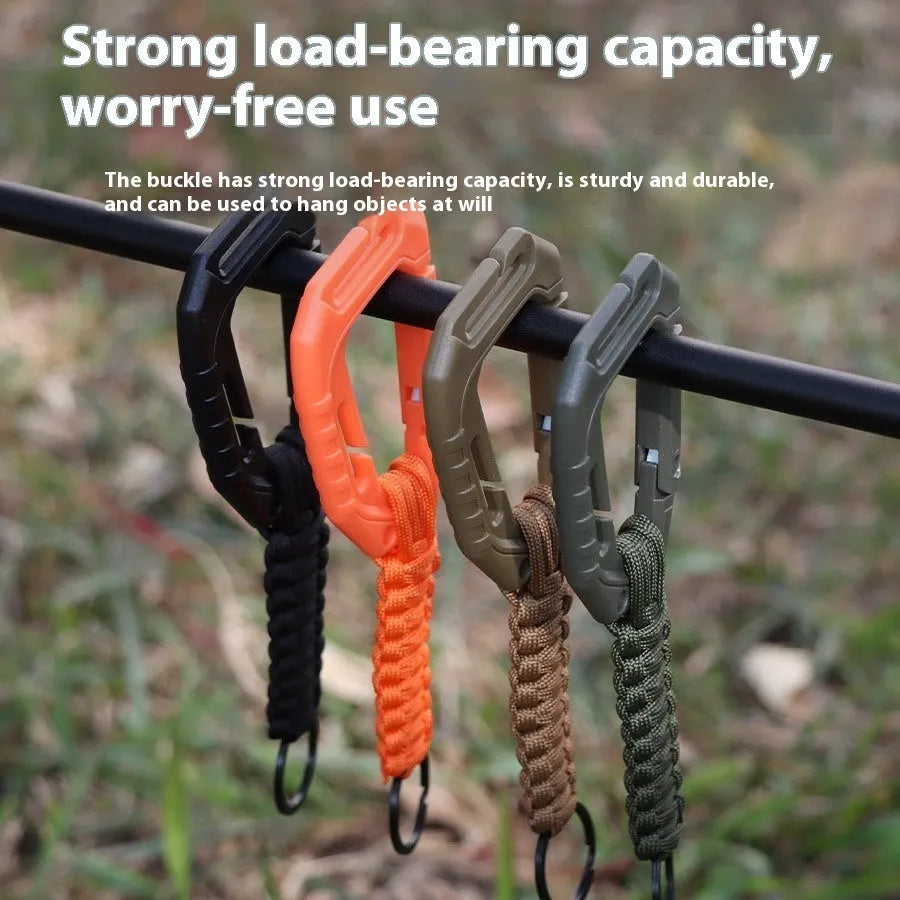 Outdoor mountaineering woven D-shaped plastic hook in black colour