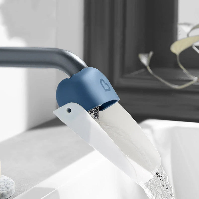 Children's Baby Faucet Extender Wash Station in blue and red, promoting safe handwashing for toddlers