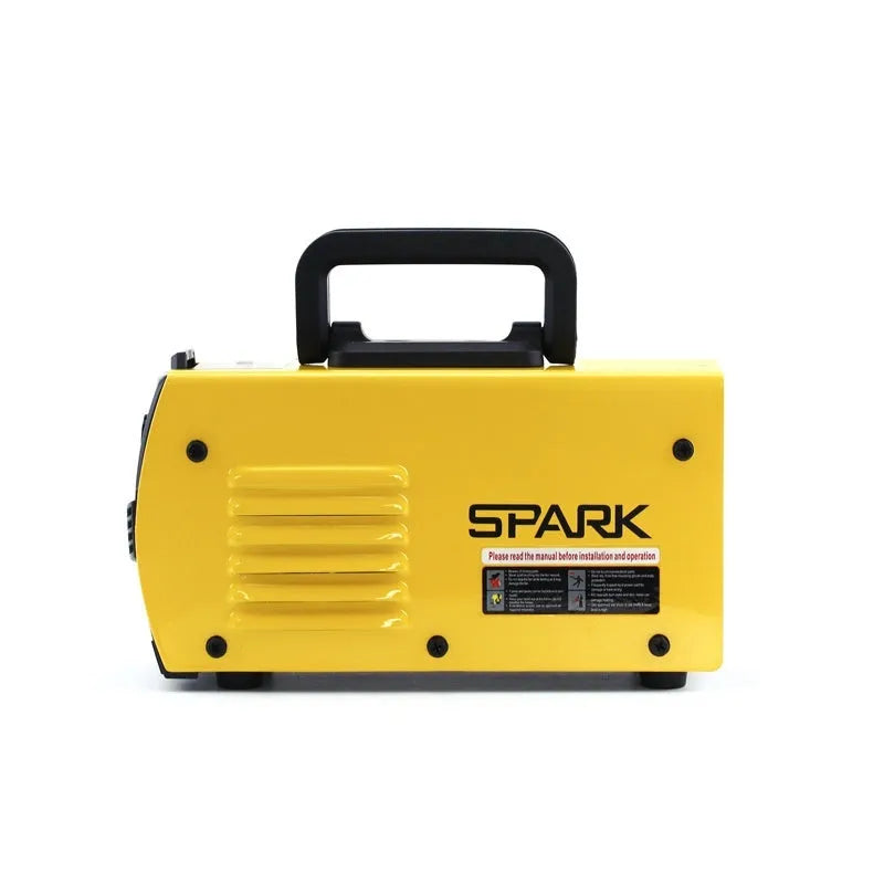 MMA-200MIN 220V inverter DC welding machine with welding tongs and face shield on a workbench.