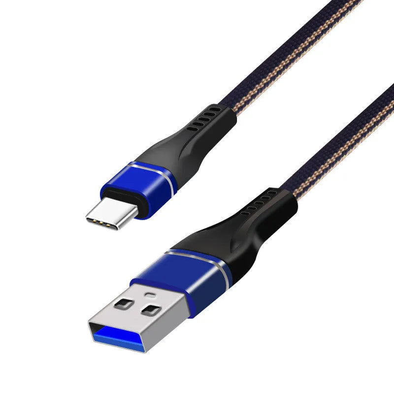 Blue denim braided Type-C data cable 1m with copper wire cores for fast charging