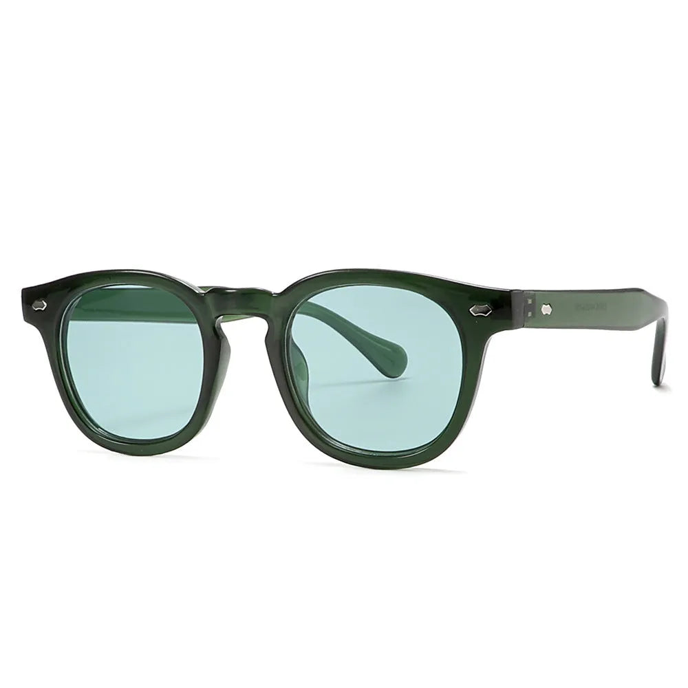 Round rim sunglasses with a plastic frame in a retro Hong Kong style design