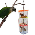 Clear acrylic parrot foraging toy with food container measuring 32cm long