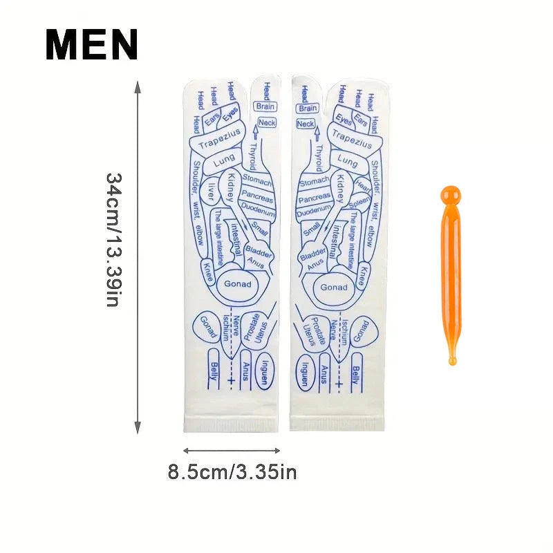 Acupressure foot massager socks with reflexology charts for enhanced therapy