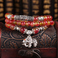 Handmade watermelon crystal bracelet with Chinese knot design and geometry beads in 6mm or 8mm sizes