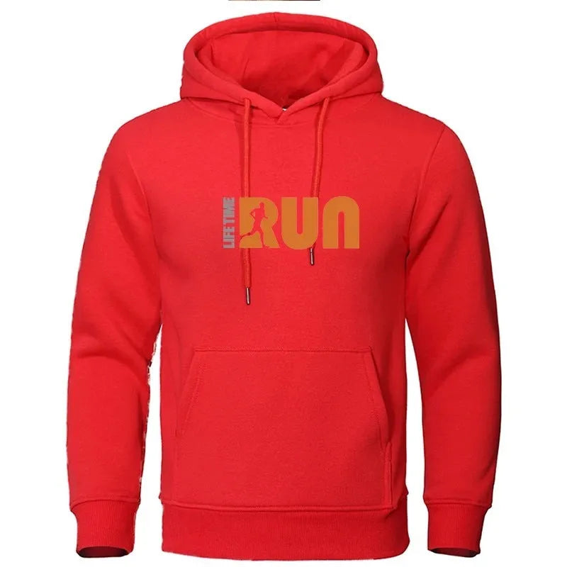 Men's street fashion printing loose-fit hoodie in black with hood and long sleeves