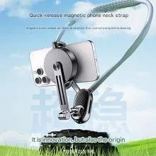 Magnetic neck strap mount for mobile live streaming with anti-shake for cycling photography