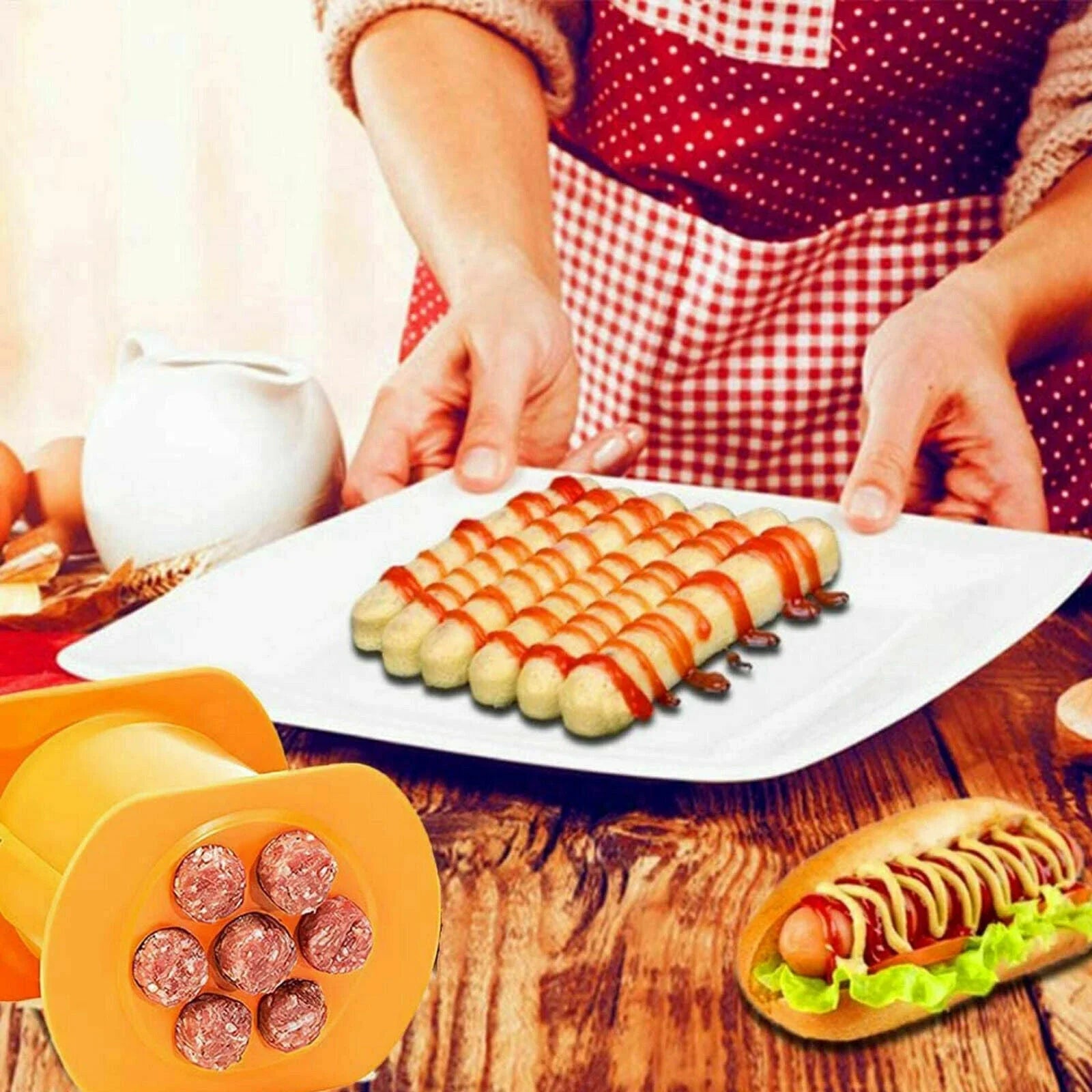 Versatile Meat Grinder for making homemade sausages, hot dogs, and pasta balls in the kitchen