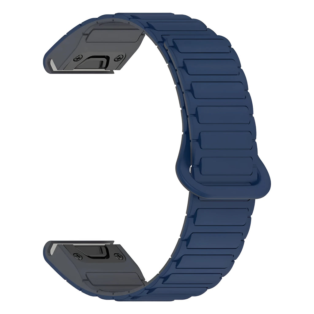 Jiaming silicone magnetic watch band in black with retaining ring style, 22mm width