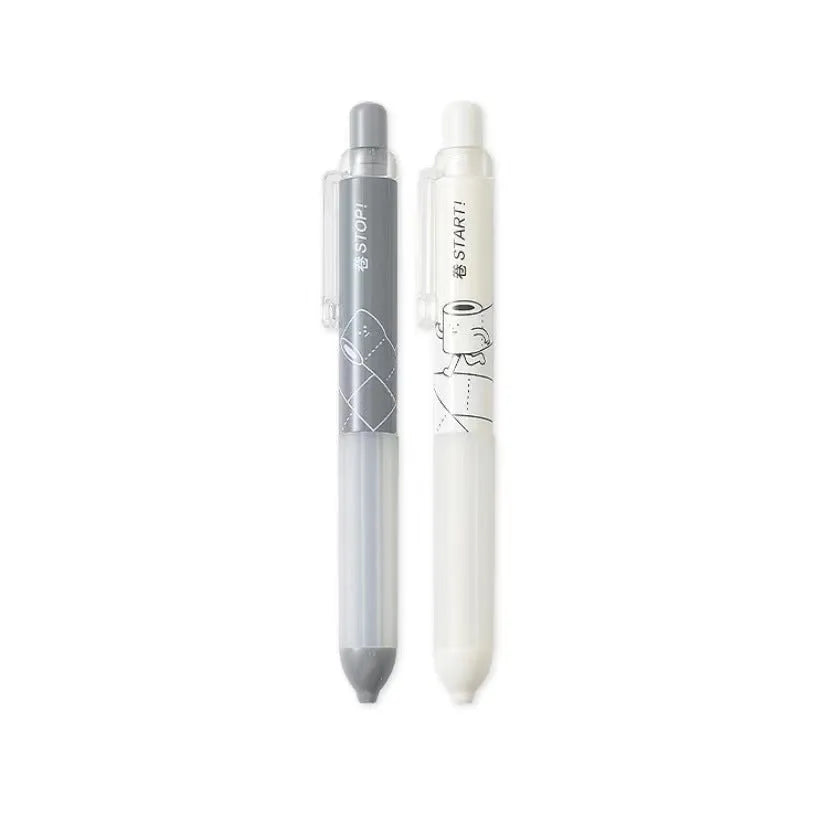 Black and white 0.5mm mechanical pencils with a soft grip section and push-button top.