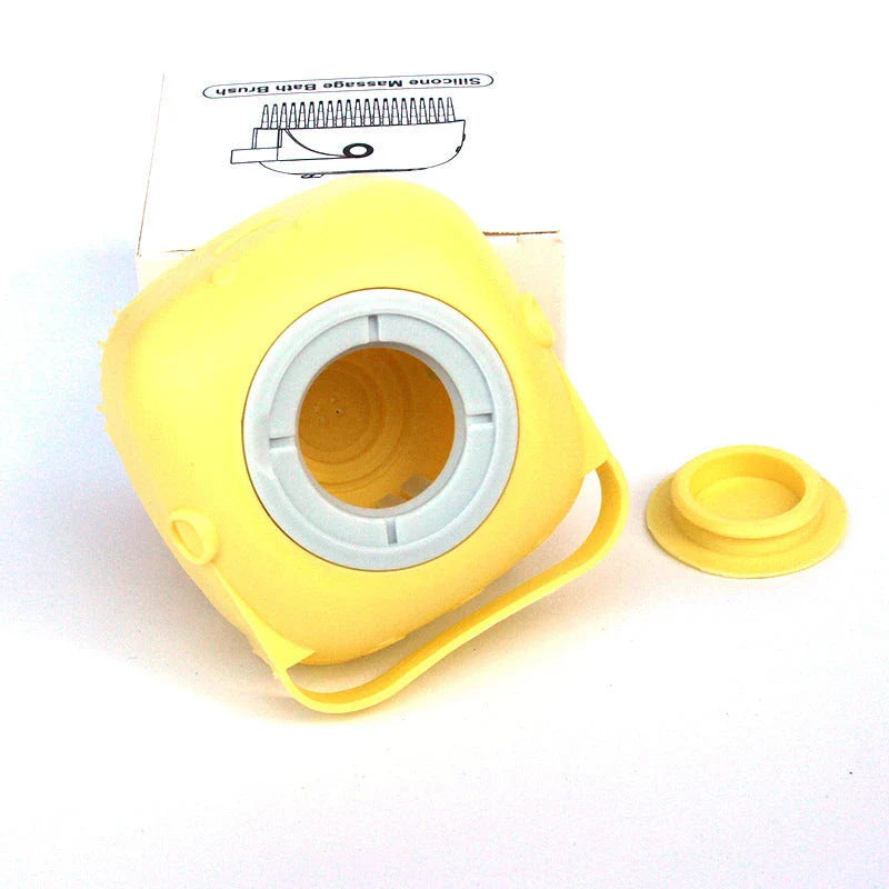 Silicone pet bath massage gloves with shampoo dispenser for gentle cleaning and massage